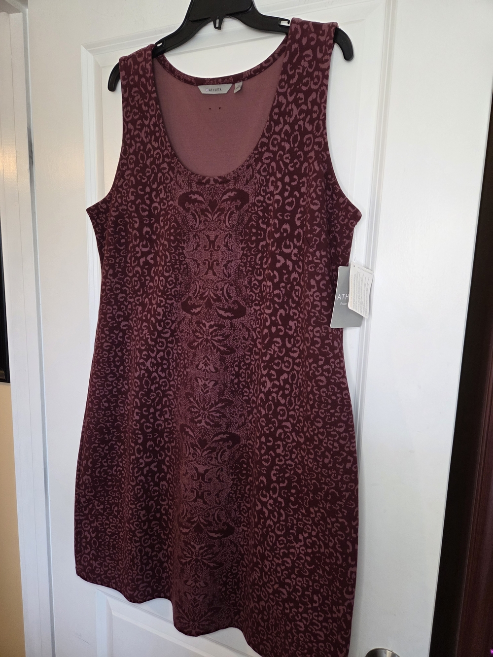 Athleta Burgendy Cotton Blend Sleeveless Shift Dress Sz 2X NWT